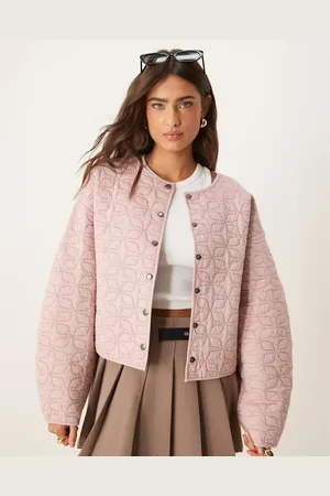 ASOS Quilted jacket with cocoon sleeve in washed pink