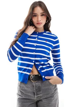 Ralph Lauren Knitted striped cardigan in blue and