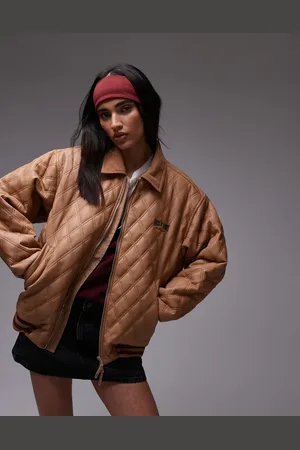 House of Sunny Quilted bomber jacket in tan