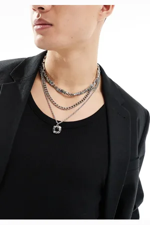 ASOS 3 pack chunky molten chain necklaces with pendant in tone