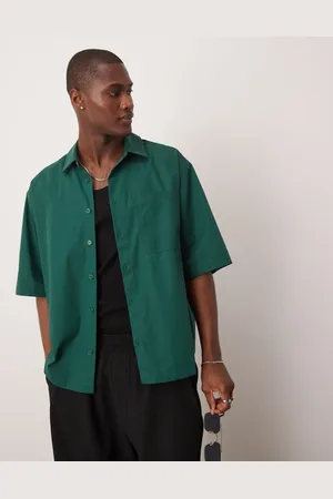 ASOS Half sleeve oversize boxy shirt in dark cotton