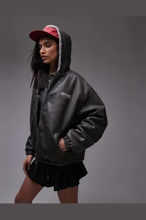 House of Sunny Hooded jacket with faux fur lining in dark