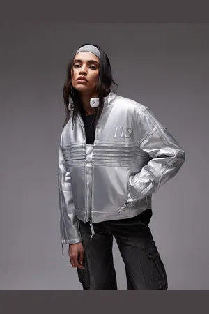 House of Sunny Faux leather racing jacket in chrome