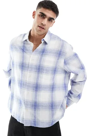 ASOS Boxy linen blend regular shirt with patch pocket in and white