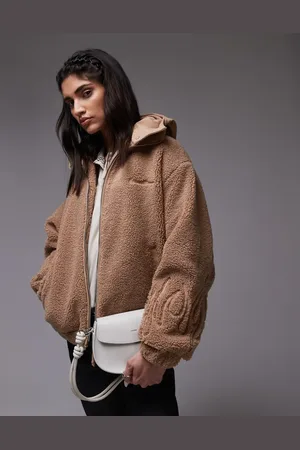 House of Sunny Oversized boxy hooded fleece in tan