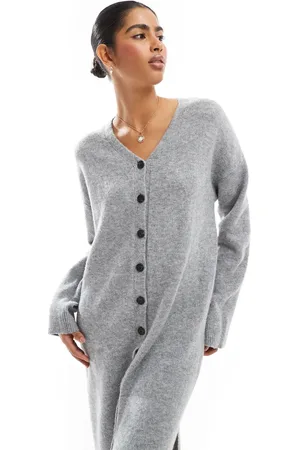 AWARE Buttondown knitted maxi dress in light melange