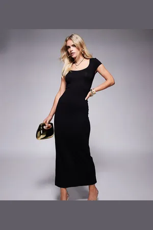 ASOS ASOS DESIGN Petite cap sleeve super scoop midi dress in