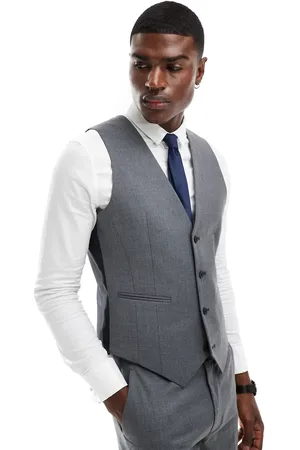ASOS Slim fit suit waistcoat with wool in charcoal