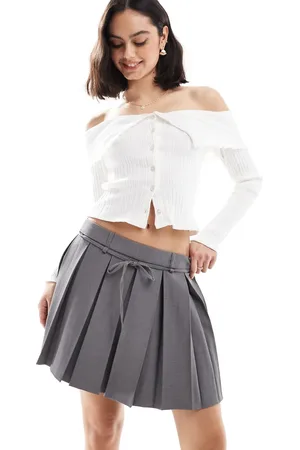 ONLY Tie waist pleated mini skirt in