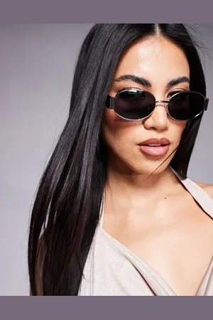 Aldo Unirerin slim round metal sunglasses in black and