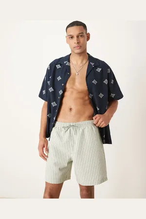 Abercrombie & Fitch 7 inch drawstring swimming trunks in olive
