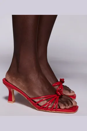 Public Desire Vertigo mid heeled mule with rosette in red