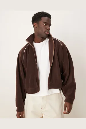ASOS Extreme oversized cropped track jacket in fleece