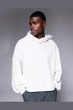 ASOS Extreme oversized boxy hoodie with wide hood and contrast seems in ecru - CREAM