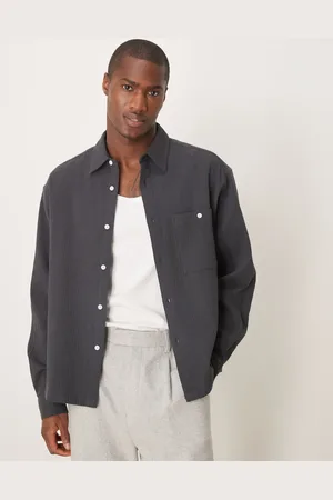 ASOS Oversized shirt with crinkle texture in dark grey