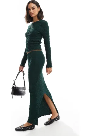 ONLY Textured maxi skirt co-ord in emerald