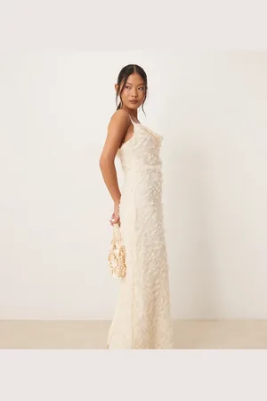 VILA Cowl neck textured cami maxi dress in cream