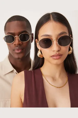 Jeepers Peepers Oval metal sunglasses in with black lens