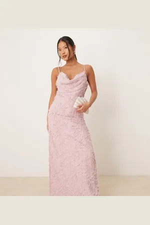 VILA Cowl neck textured cami maxi dress in rose