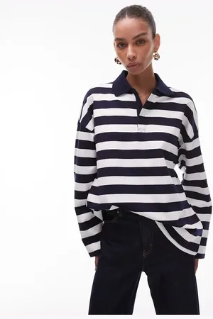 MANGO Contrast collar striped jumper in