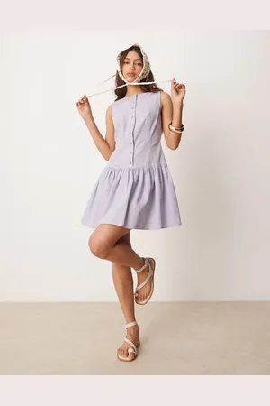 ASOS Slash neck button down dropped waist mini dress in