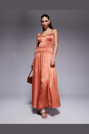 ASOS Crushed satin smocked bodice maxi dress in