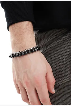 ASOS 2 pack chain and beaded bracelet in tones