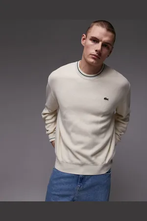 Lacoste Long sleeve crewneck jumper in with piping detail