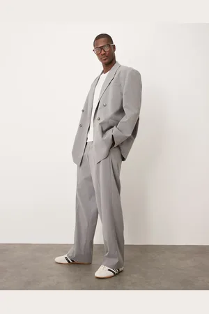 ASOS Wide leg suit trousers in pinstripe with elasticated waist