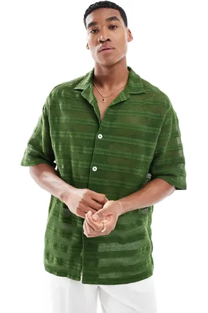 ASOS Oversized revere shirt in horizontal crochet lace