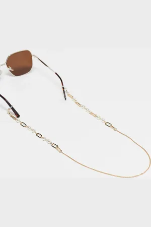 Jeepers Peepers Pearl detail sunglasses chain in