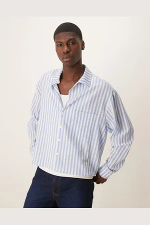 ASOS Oversized boxy linen look shirt in stripe