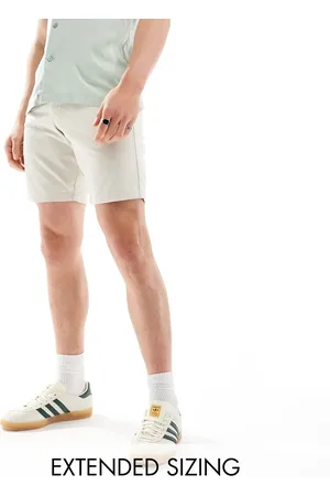 ASOS 2 pack slim stretch chino shorts in khaki and stone save