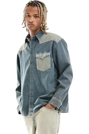 Reclaimed Two tone western denim shirt