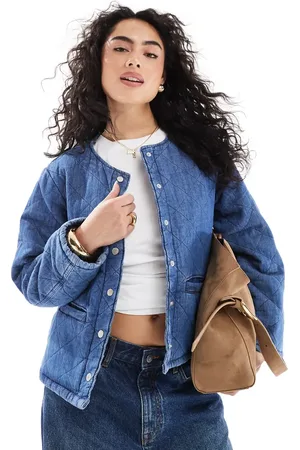 ONLY Quilted denim jacket in mid