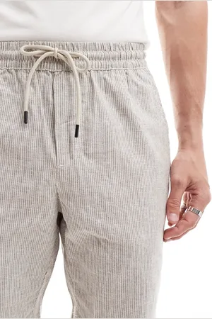 Only & Sons Pull on linen mix short co-ord in beige stripe
