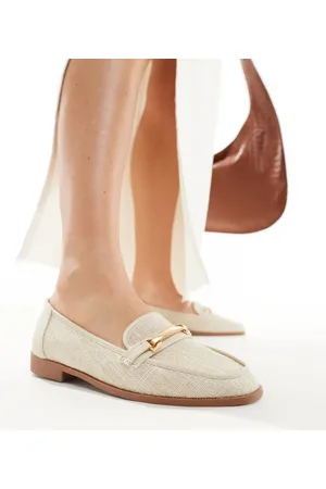 ASOS Verity loafer flat shoes with trim in natural fabrication