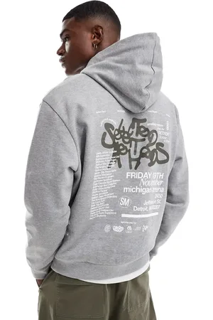 ASOS Oversized hoodie with graffiti chest and back print in marl