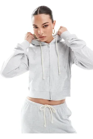 Pull&Bear Zip through hoodie co-ord in marl