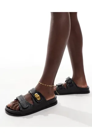 ASOS Fawn footbed sliders with twist lock in