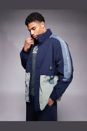 EA7 Armani panelled wind breaker jacket with logo tape detail in