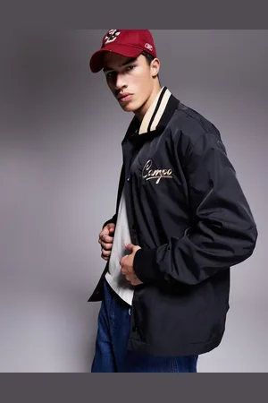 ASOS Oversized coach jacket with embroidery and tipping details in
