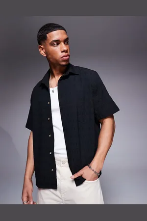 ASOS Jacquard regular shirt with half sleeve in