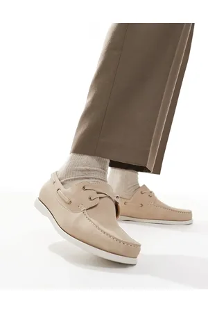 SEQWL AFT classic boat shoes in nubuck stone