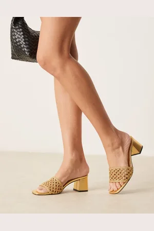 ASOS Honeycomb weave detail mid heeled mules in