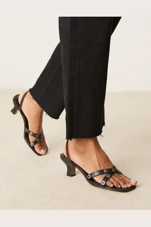 ASOS Hyatt eyelet detail mid heeled mules in snake