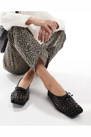 ASOS Lysandra leather high-vamp ballets in weave