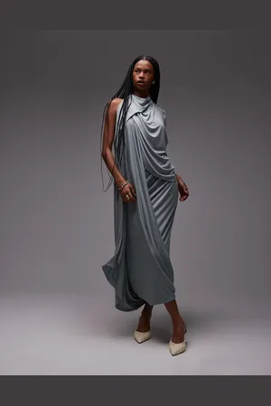 ASOS Modal draped one shoulder maxi dress in sage