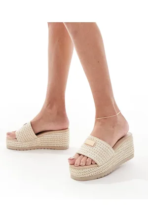 SEQWL Minelli wedge with strap in raffia natural