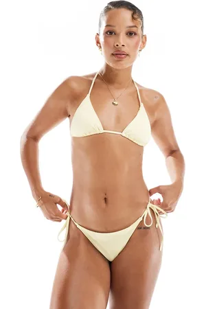 Pull&Bear Tie side bikini bottom in butter